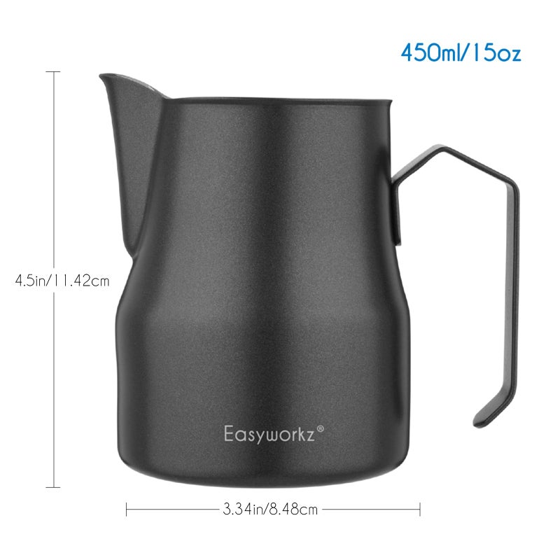 Easyworkz Espresso Steaming Pitcher Stainless Steel 15 oz Coffee Frothing Picther Milk Jug Cappuccino Latte Art Cup - Image 2
